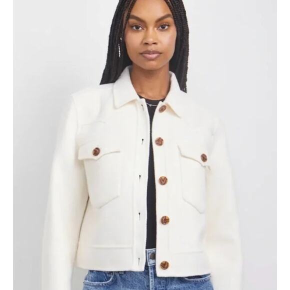 RAILS Womans Jacket Easton Ivory Wool Blend Cream White Cropped Coat Large - Picture 9 of 9